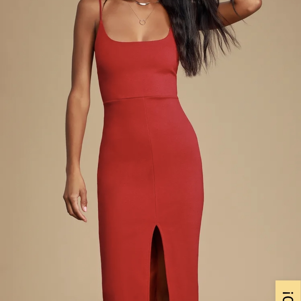 Red midi dress